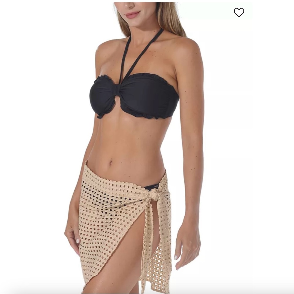 New Eyelet wrap skirt cover-up, tan, size S/M